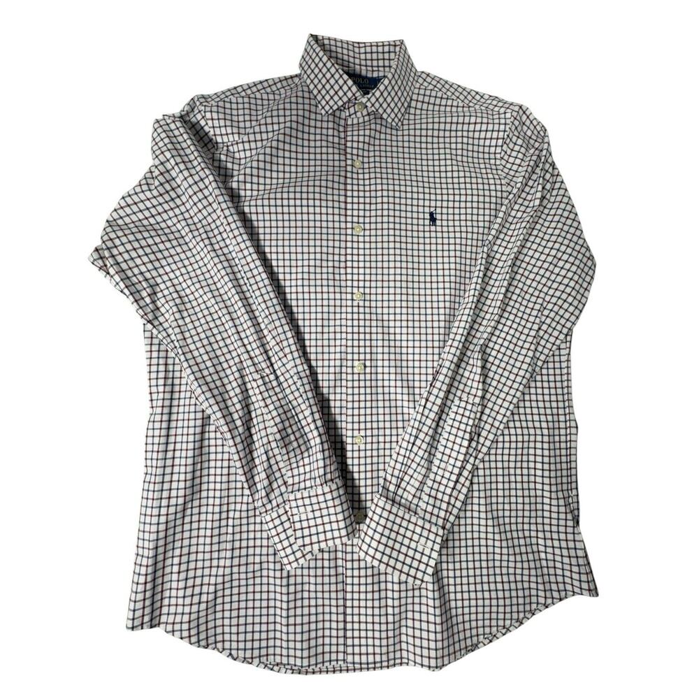 Ralph Lauren Shirt Men’s Large Classic Fit Red Blue Plaid Button Down Pony Logo